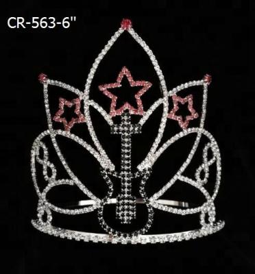 China Fashionable Elegant Music Theme Rhinestone Star Pageant Crown for sale