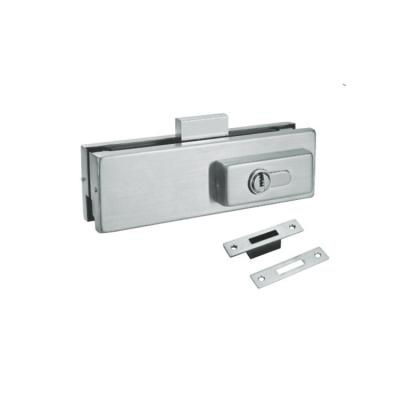 China Morden Fix Ss304 High Quality Glass Bottom Fit Brass Cylinder Sliding Door Glass Door Lock Ss304 For Tempered Glass for sale