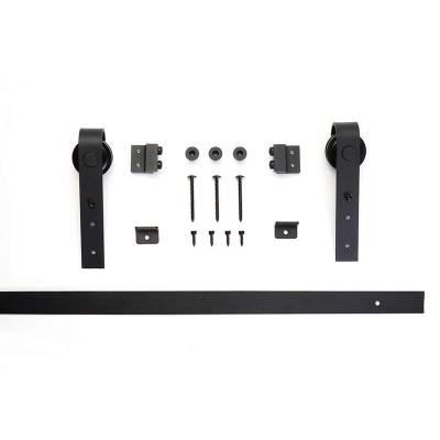 China OEM CRITERIA Farmhouse / ODM Black Wheeled Carbon Steel Large Sliding Barn Door Hardware Track Kit for sale