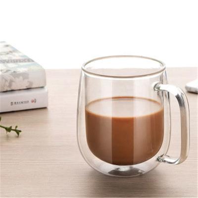 China Sustainable Wholesale Double Wall Insulate Crystal Clear Glass Coffee Mugs Double Wall Cups for sale