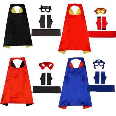 China Girl Party Festival Costume Double Layers Superhero Costume Child Adult Cape With Mask Custom Made For Birthday Kids Halloween Party Cosplay Costume Set for sale