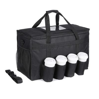 China Large Capacity Handle Insulated Grocery Insulated Delivery Bags For Food With 4 Cup Holders for sale