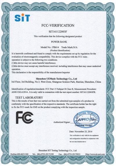 FCC - Shenzhen UEMade Technology Co., Ltd.