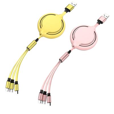 China Multimedia 3in1 Retractable Multi USB A/TYPE C/MICRO B/8 Pin Charging Cable for sale