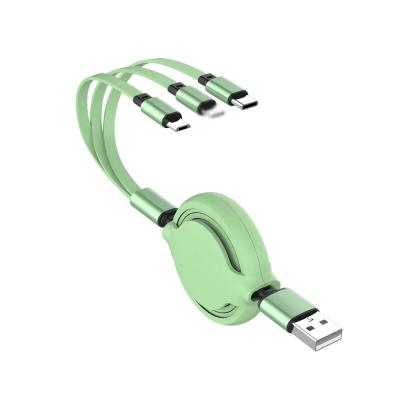 China Multimedia 3 in1 Retractable Multi USB A/TYPE C/MICRO B/8 Pin Charging Cable for sale