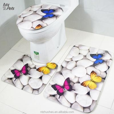 China 3Pcs/Set Disposable Bathroom Mat Non-slip Water Absorption Toilet Cover Soft Bath Mat for sale