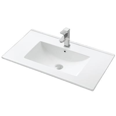 China Easy Clean Counter Top Sanitary Ware Slim Edge Rectangle Lavatory Vanity Cabinet Basin for sale