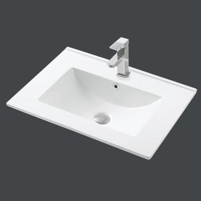 China Easy Clean Modern Rectangular Basin Sink Cabinet Bathroom Hand Wash Basin Countertop Cabinet Ware Ceramic Sanitary Basin for sale