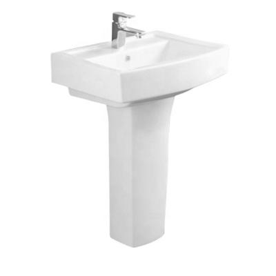 China Wholesale Clean Easy Clean Modern Bathroom Wash Sink Rectangle Pedestal Ceramic Wash Basin for sale