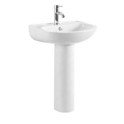 China Easy Clean Household Bathroom Wash Hand Floor-Standing Round Sink With Pedestal for sale