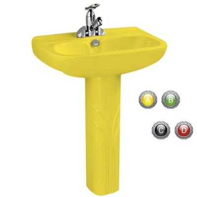 China Easy Clean Sanitary Ware Vessel Longevity Public Toilet Oval Ceramic Yellow Pedstal Basin for sale