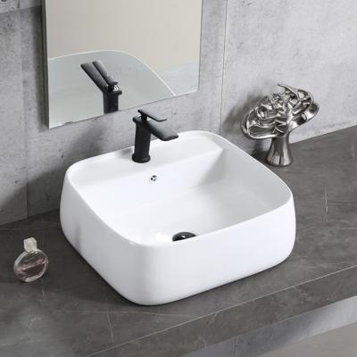 China Small Size Popular Bathroom Sink Sanitary Ware Customized Ceramic Square Basin Basin Art Hotel Basin Countertop Bathroom Hand Wash Basin for sale