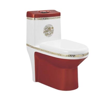 China Double-Flow China Manufacturer Hot Selling Colorful Gold One Piece Toilet for sale