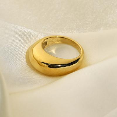 China TRENDY Minimalist INS Fashion US6/7/8/9 Gold Plated PVD Plating Stainless Steel Band Ring for sale