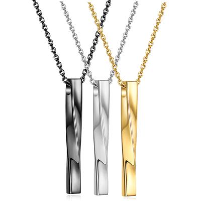 China FASHIONABLE Minimalist Stainless Steel Gold Plated Link Chain PVD Plating Twisted Bar Pendant Necklaces for sale