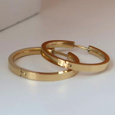 China TRENDY Minimalist Stainless Steel Gold Plated Ear Jewelry Hoop Earrings for sale