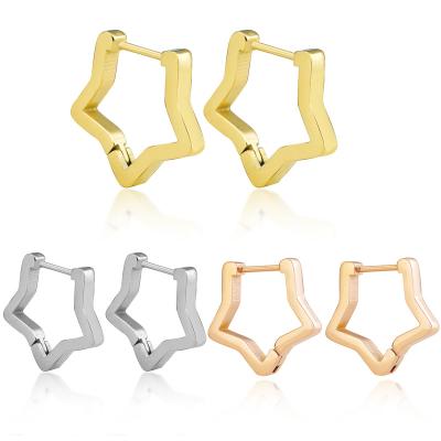 China FASHIONABLE Minimalist PVD Plating Color Stainless Steel Delicacy Circle Geometric Star Shaped Earrings for sale