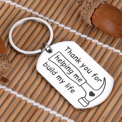 China Trendy Chi Hang Creative Thank You For Helping Me Build My Life Stainless Steel Friend Gift Military Keychain Key Chain for sale