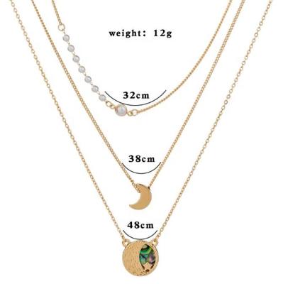 China Multi Layered BOHEMIA Bohemia Necklace Link Chain Charm Bead And Moon And Disc Jewelry Sets for sale