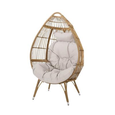 China Modern Serina Cushioned Wicker Teardrop Chair by Christopher Knight Home for sale