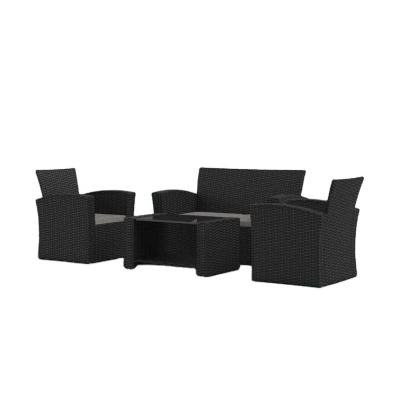 China Contemporary Outdoor Furniture Garden Patio Furniture Set (PE) Polyethylene Wicker 4 - Person Seating Group With Cushions for sale