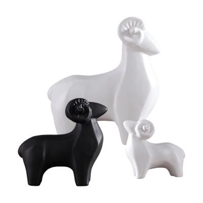 China All Collectible Sheep Statue Sculpture Porcelain For Entrance Decoration Office for sale