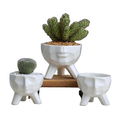 China All Ceramic Pot Tabletop Cactus Portrait Face Flower Decorative Plant Stand for sale