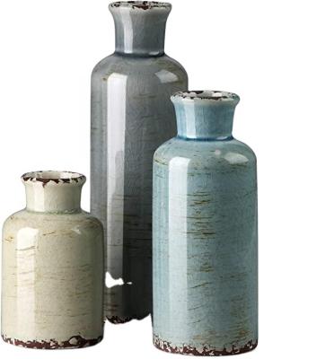 China All Ceramic Vase 3 Pieces Set Small Vase For Modern Country Home Decor Farmhouse Decoration for sale