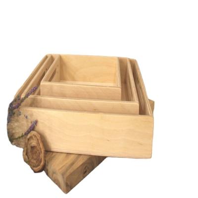 China Rustic Wooden Square Trays Montessori Tray Set of Square Trays for sale