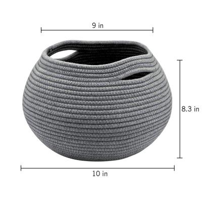 China Sustainable High Quality Cute Round Basket Cotton Rope Basket For Indoor Kids Plant Basket Corner Shelf for sale