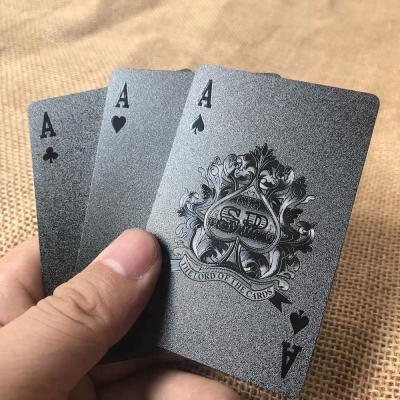 China Collectible Gifts Plastic Waterproof Black Playing Cards Embossing Adult Poker Cards for sale