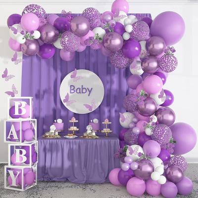 China Purple Arch Garland Kit, Butterfly Baby Shower Decorations for Girl's 1st Birthday, Lavender Confetti Party Decoration Balloon Balloons for sale