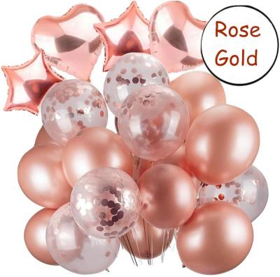 China Toy Advertising Toy YANGYUE Amazone Supplier Low MOQ OEM OEM Rose Gold Round Confetti Balloon Heart Shape Latex Balloos for sale