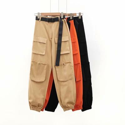 China Sweat-Wicking Autumn Classic Custom Track Pants Women Multi Pocket With Belt Cargo Pants Women for sale