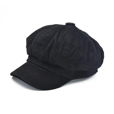 中国 Wholesale Custom Size Autumn Winter Plain Corduroy Beret Hats for Women 販売のため