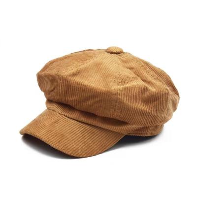 Китай Fashionable Plain Striped Pattern Winter Women Corduroy Beret Hats продается