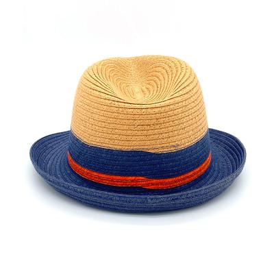 Κίνα 2021 Summer Beach Contrast Colors Sun Protection Paper Kids Straw Hat Fedora προς πώληση