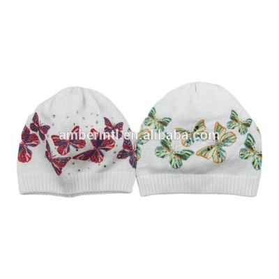 Chine Customized Children's Butterflies Printed Winter Hat Knitted Beanie Winter Hat à vendre