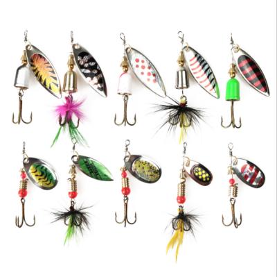 China OEM Spinning Sequins Fishing Lure Set With 10pcs Spinner Bait For Different Water 13*7*3cm for sale