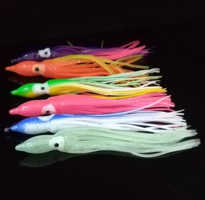 China Freshwater/Saltwater Fishing Lures Octopus Squid Skirt Bait Hoochie Fishing Soft Lure White With Bright for sale