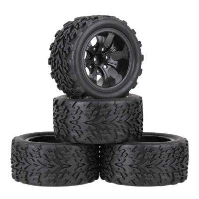 China 1/10 Plastic and 4Pcs RC Car Monster Truck Bigfoot 115mm Tire 7 Spokes Tire 12mm Hex Rim Hub Plastic Rubber Wheel for HSP 94111 94188 94108 for sale