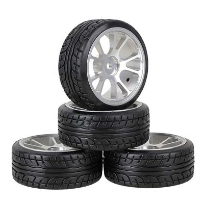 China RC Hobby RC On-Road Car 1/10 Tires With Silver 10 Spoke Wheel Rim 12mm Aluminum Drive Hex Pack Of 4 for sale