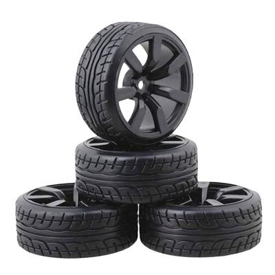 China HSP HPI Redcat Himoto Tamiya Exceed Kyosho RC Car Hard Plastic Drift Tires and Wheel Rims 12mm Hex Tire Compatible with 1/10 RC Drift Car for sale