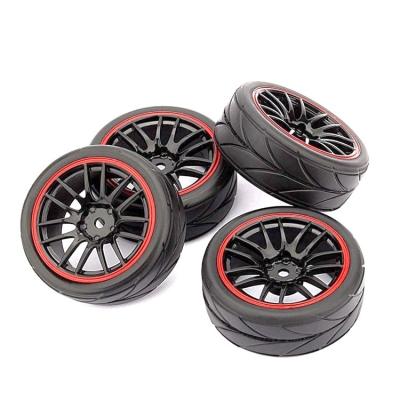 China 12mm Hex Wheel Rims and OD 62mm Rubber Tires for 1/10 RC On-Road Touring Car D4-01 for sale