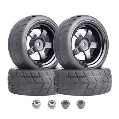 China RC Hobby 12mm Hex Wheel Rims and Rubber Tires with Foam Inserts for 1/10 RC On-road Touring Car for sale