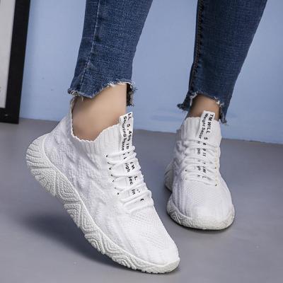 China CUSHIONING new 2021 autumn fashion women height increasing casual running shoe lace up print women's sports shoes for sale