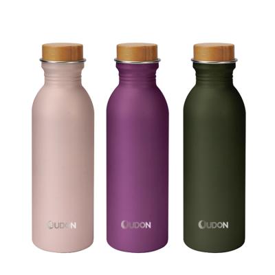 China Double Wall Reusable Water Bottles Customized Viable Stainless Steel Thermos Vacuum Flask With Bamboo Lid for sale