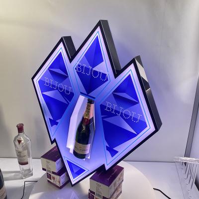 China Blue Eye LED Optical Acrylic Guide Stand Bottle Display Bottle Presenter Glorifier LC81001 for sale