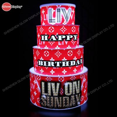 China VIP LED Holder Champagne Glorifier Birthday Cake Bottle Display Presenter For 750ml Bottle PW87004 for sale