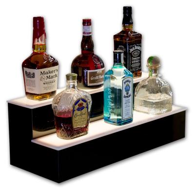 China Acrylic With Led Light Two Stage Liquor Bottle Shelves Bottle Display Shelving for sale